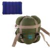 Portable Outdoor Sleeping Bag for Camping + Inflatable Pillow, Army Green